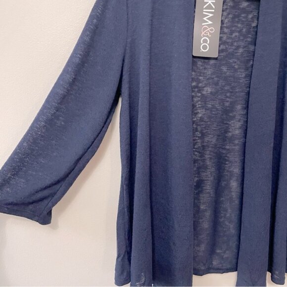 New Kim & Co. Navy Blue Lightweight 3/4 Sleeve Bolero Cardigan Size Small bin 1K - Picture 3 of 5